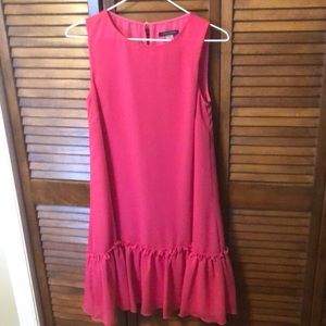 Pink Tommy sleeveless lined dress with ruffle